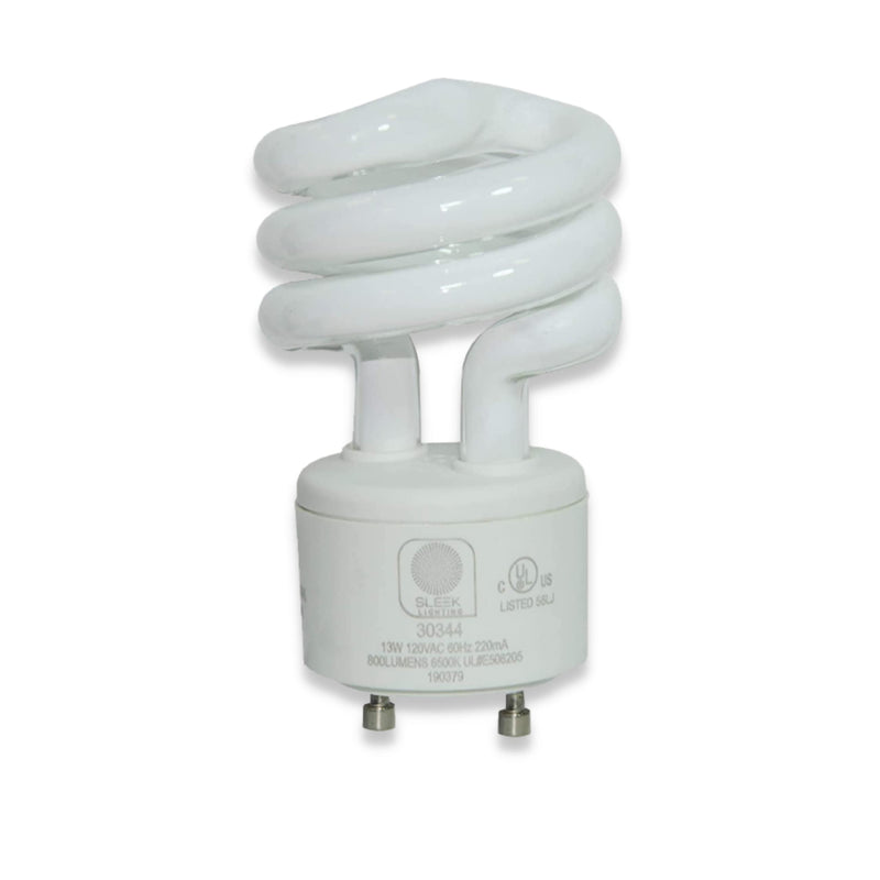 SleekLighting - 13Watt GU24 Base 2 Prong Light Bulbs- UL-13w 120v 60hz Light Bulb- Mini Twist Lock Spiral -Self Ballasted CFL Two Pin Fluorescent Light Bulb- 6500K Super White Daylight- 4pack- - NewNest Australia