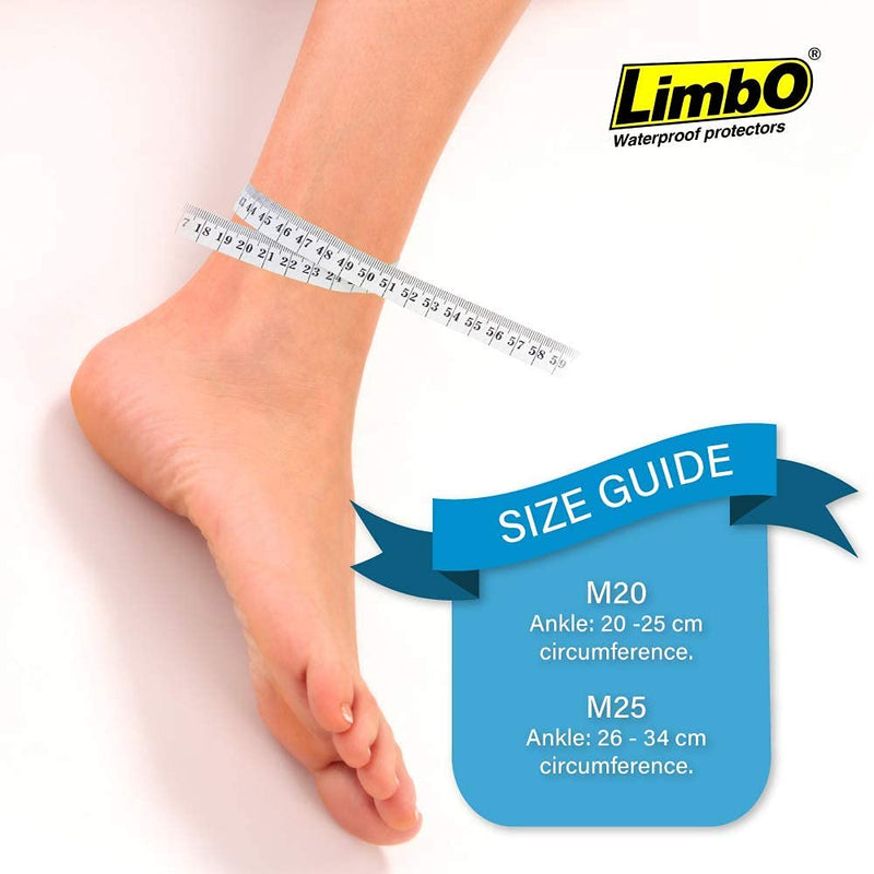 LimbO Waterproof Protectors Dressing Cover, Adult Foot Shower Cover for Bandages and Light Dressings M25, 26 to 34 cm Ankle Circumference M25: 26-34 cm Ankle Circ. - NewNest Australia