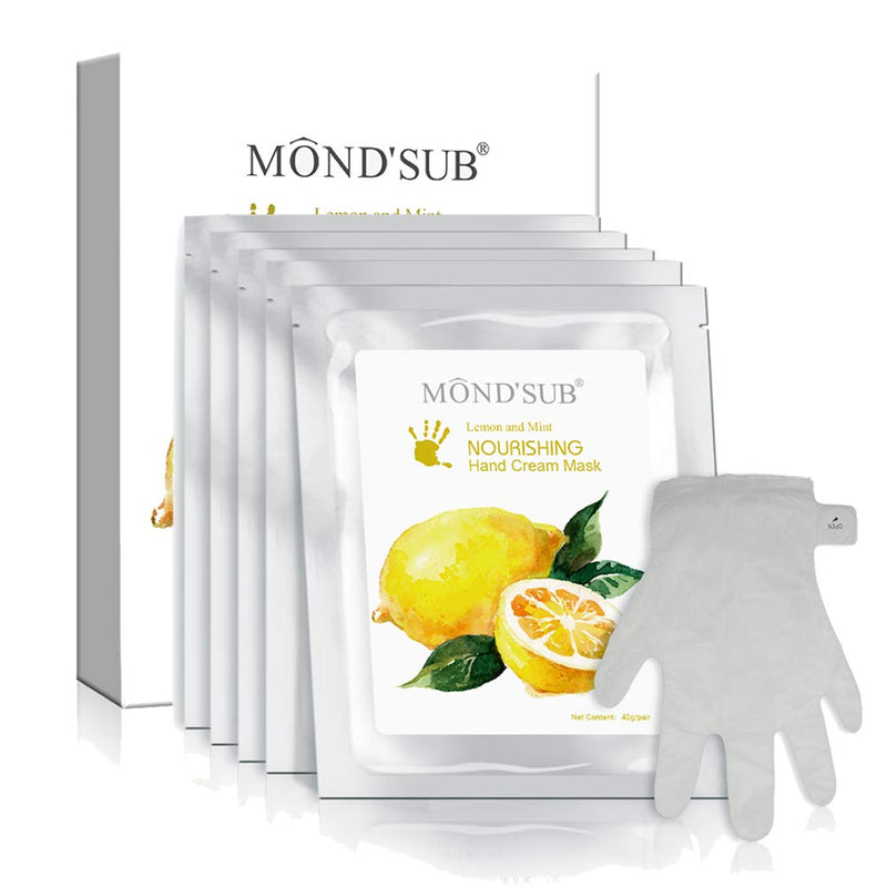 5 Pairs MOND'SUB Moisturizing Gloves | Natural & Organic Moisturizing Hand Masks for Dry Skins | Collagen Spa Treatment with Vitamin C| Professional Hydrating Gloves for Brightening & Whitening Skins Lemon - NewNest Australia