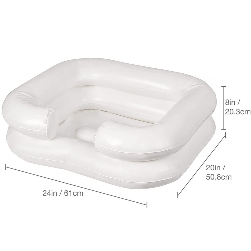 DMI Portable Shampoo Bowl, Inflatable Shampoo Bowl and Wash Basin for Bedside and In Bed Hair Washing, Hair Cuts and Hair Coloring for the Elderly, Disabled, Bedridden and Handicapped, 24 X 20, White - NewNest Australia
