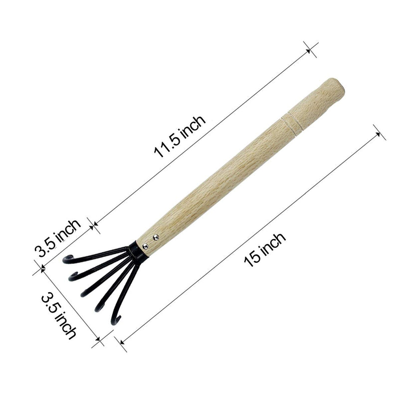 15" Gardeners Claw Rake | Military Grade Steel 6 Tines and Prime Wood Japanese Ninja Claw Garden Rake or Cultivator for Perfect Pulverized and Aerated Soil, Ergonomic Wooden Handle for Firm Grip 15 inch clam Rake - NewNest Australia