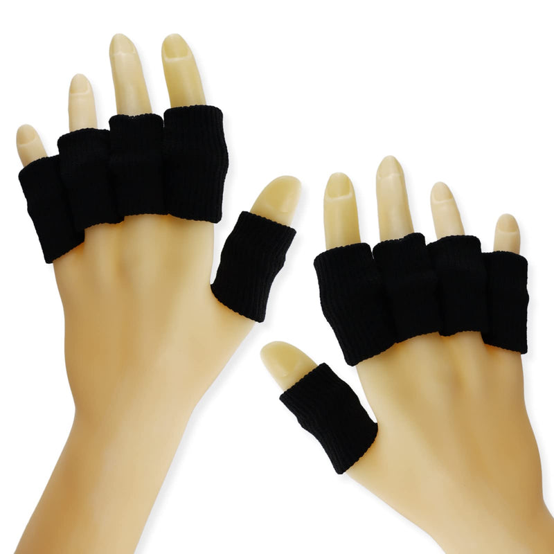 10 PCS Finger Sleeves, Thumb Splint Brace Elastic Finger Support Brace Protector Tape Breathable for Pain Relief Arthritis Trigger Basketball Baseball Compression Protector, Black - NewNest Australia