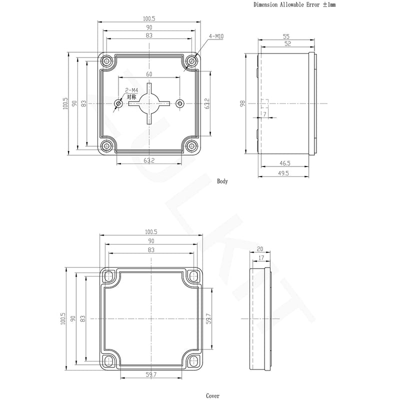 Zulkit Junction Box ABS Plastic Dustproof Waterproof IP67 Junction Boxes Universal Electrical Project Enclosure Durable DIY Electronic Project Box Grey 3.94 x 3.94 x 2.95 inch (100 x 100 x 75 mm) 3.94" x 3.94" x 2.95" - NewNest Australia