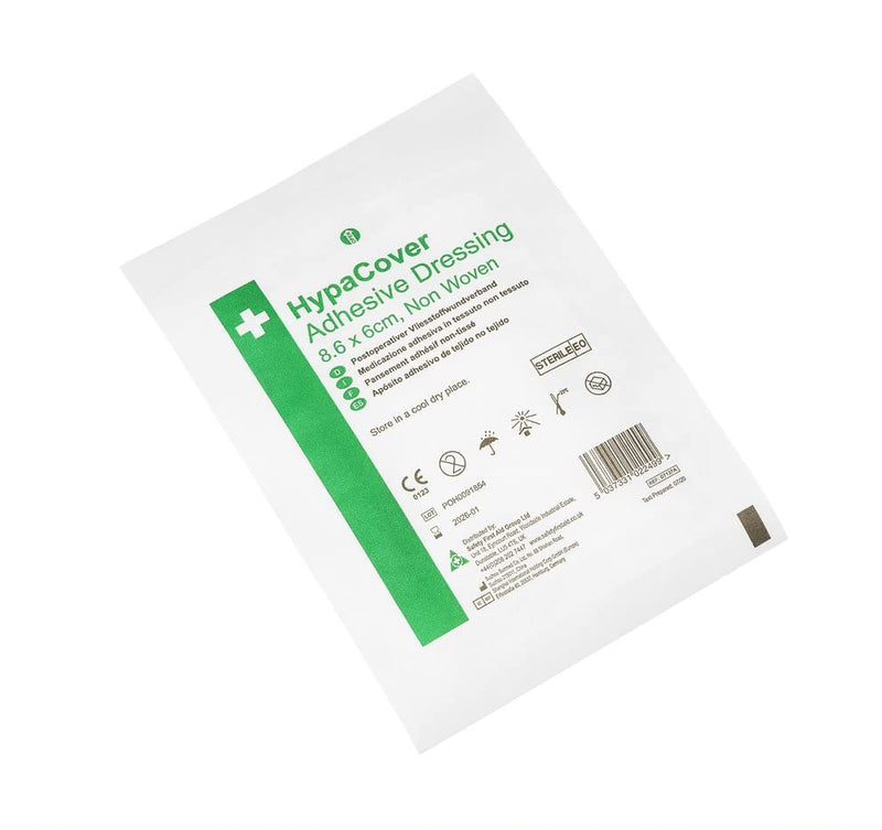 Safety First Aid Group HypaCover Adhesive Wound Dressing - Medium, 8.6 x 6 cm (Pack of 25) Sterile Hypoallergenic Medium (8.6 x 6 cm) Adhesive Dressings Single - NewNest Australia
