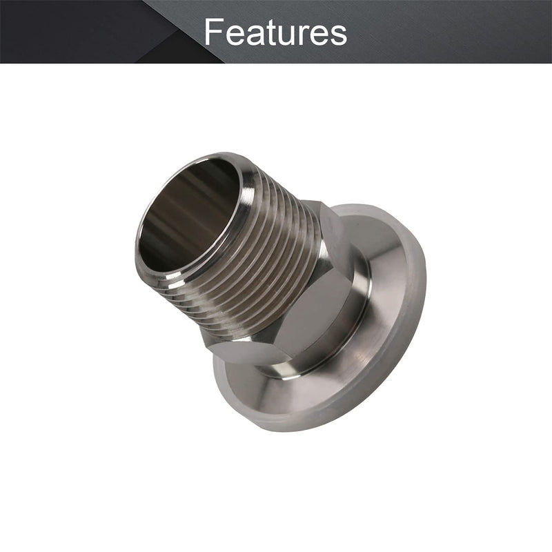 Othmro Sanitary Pipe Fitting 3/4" PT Male Threaded to 1.57" Ferrule Stainless Steel Clamp Fitting, Pack of 1 3/4x40mm - NewNest Australia