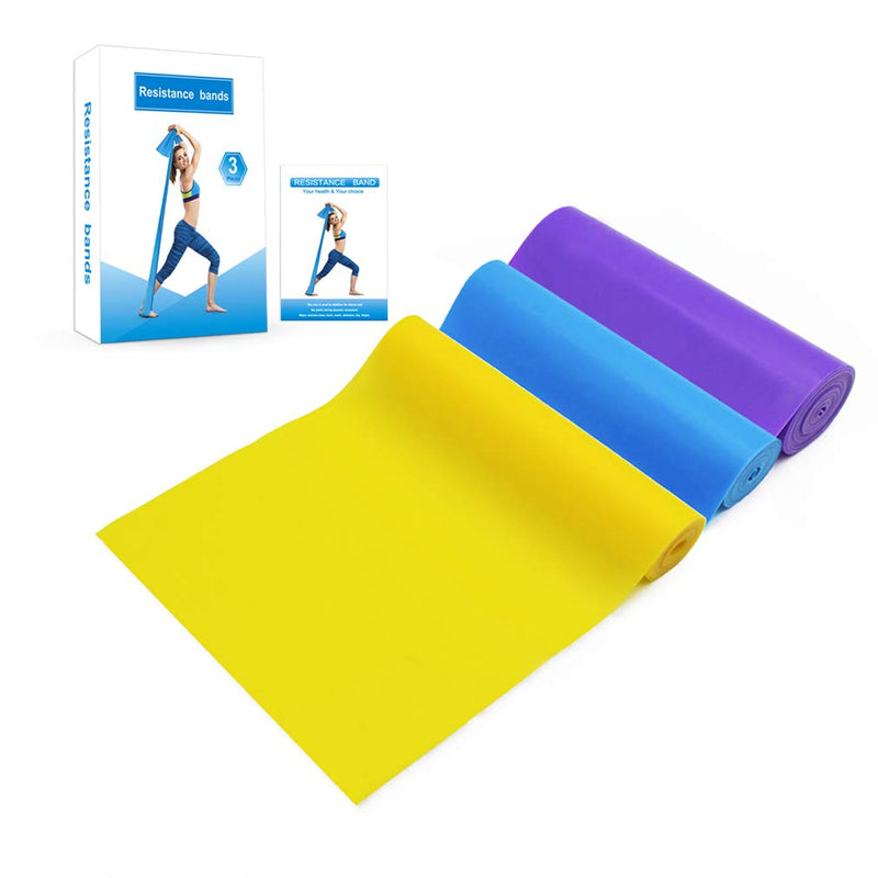 Resistance Bands, [Set of 3] Exercise Bands Set with 3 Resistance Levels, Fitness Bands for Women&Men, Workout Resistance Bands for Pilates,Yoga,Rehab,Strength Training,Fitness Yellow+Blue+Purple 1.5 Metres - NewNest Australia
