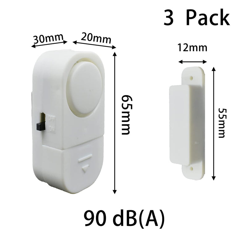 3 Pack Wireless Door Window Alarm, Magnetic Burglar Alert Sensor with Batteries Ideal for Home, Garage, Apartment, Dorm, RV and Office (White) - NewNest Australia