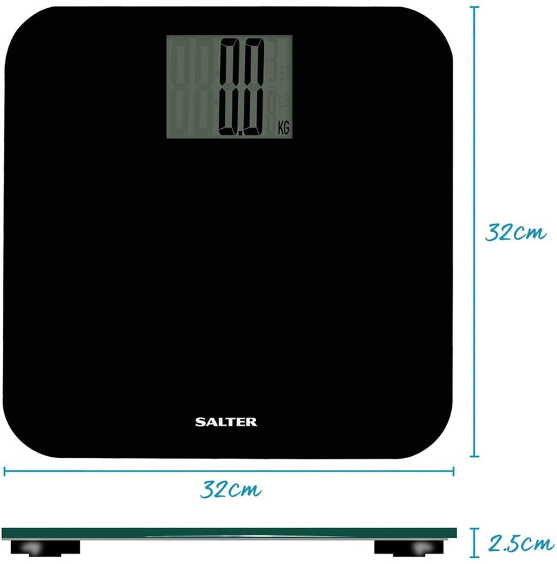 Salter 9049 Bk3R Digital Bathroom Scales - Electronic Body Weight Scales, 250Kg Capacity, Personal Scales With Large Platform, Instant Reading Step-On Technology, Precise Weight In Kg, St, Lbs - NewNest Australia