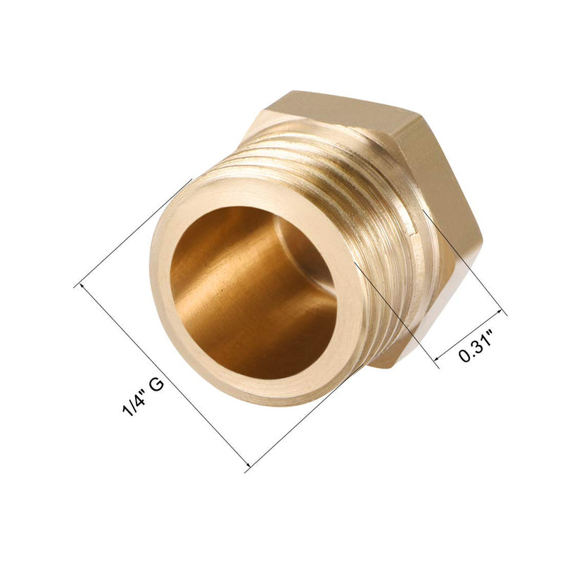 uxcell Brass Pipe Fitting, Cored Hex Head Plug G1/4 Male Thread Connector Coupling Adapter 20pcs - NewNest Australia