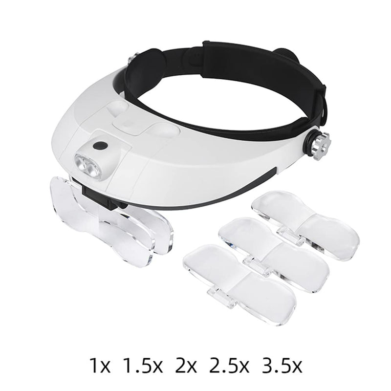 Meichoon Magnifying Glasses Head Mount Magnifier Double Led Lights 1 X 1.5 X 2 X 2.5 X 3.5 X 5 Lenses Magnifier With Batteries For Reading Maintenance Inspection Welding Embroidery Uc41 - NewNest Australia