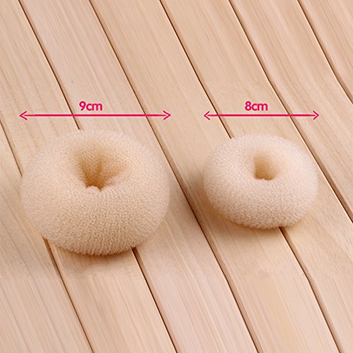 CareforYou® Children Kids Girls Ballet Dance Hair Bun Donut Ring Shaper Hair Styler Maker Doughnut Former Sponge PACK OF 2 SIZES Small & Medium (Beige) Beige - NewNest Australia