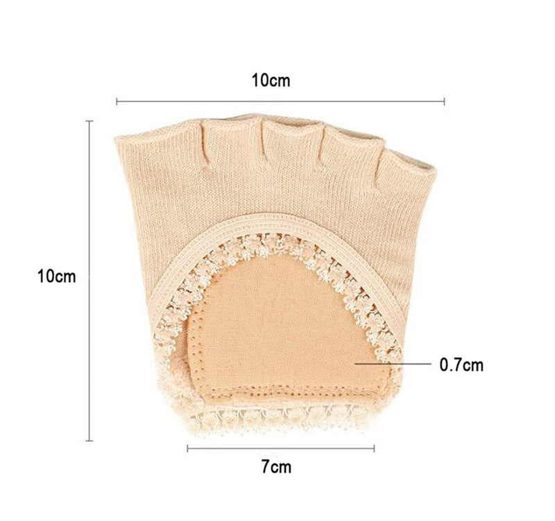 Open Five Toes Half Socks, Breathable Sweat-Absorbent Peep Toe Forefoot Socks Anti-Slip Lace Invisible Forefoot Pad, Relief Foot Pain Toe Separator Socks Women Flat High Heels Heelless Toeless Socks - NewNest Australia