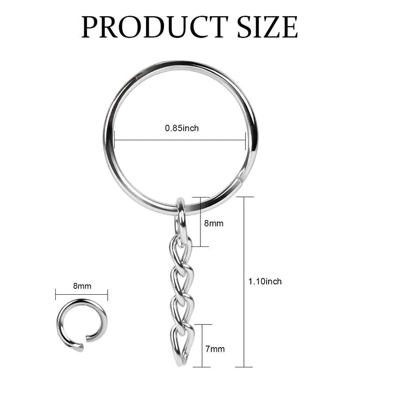 Teenitor Metal Split Keychain Ring Parts for Arts and Craft- 60 Key Chains 25mm with 26mm chains and 60pcs Open Jump Ring for Craft Key Ring - NewNest Australia