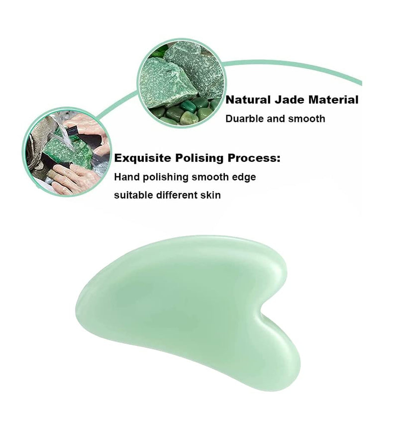Gua Sha Tool, Jade Stone Guasha Massage Tool for Scraping Facial and SPA, Gua Sha Stone Facial Gua Sha Tools Gua Sha Scraper for Slimmer Face and Contouring Green (Green) - NewNest Australia