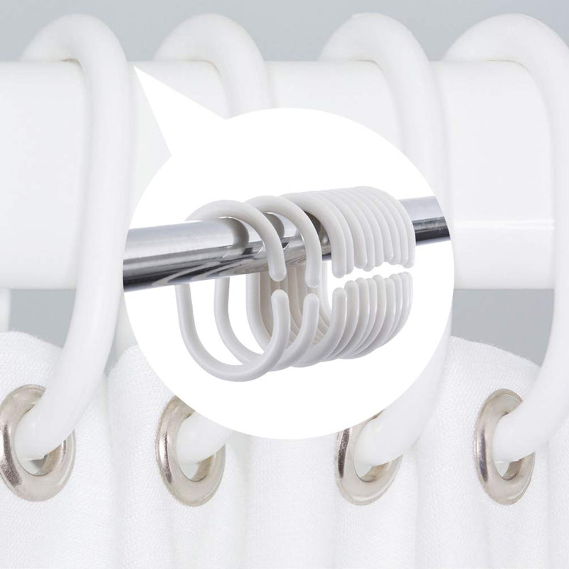 L-BOST Plastic White Shower Curtain Rings Curtain C Rings Hooks Hanger Bath Drape Loop Clip Glide, Pack of 36 - NewNest Australia