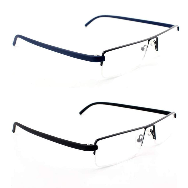 KoKoBin Pack of 2 Ultralight TR90 Reading Glasses for Men Women Classic Metal Visual Aid Half Rim Glasses Slim Style Glasses Reading Aid with Case and Glasses Cleaning Cloth +2.0 +2 Diopters (Pack of 2) - NewNest Australia