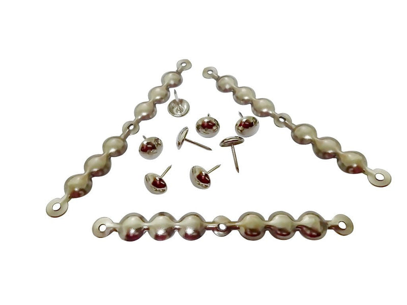 decotacks® Silver Upholstery Nailhead Trim, Silver Upholstery Nails/Tack in Short (4in Long) Strips 7/16in (11mm) Head Diameter, Covers 6 Meters (6,6 Yards) [Nickel/Silver Finish] DX0511NI-S6M - NewNest Australia