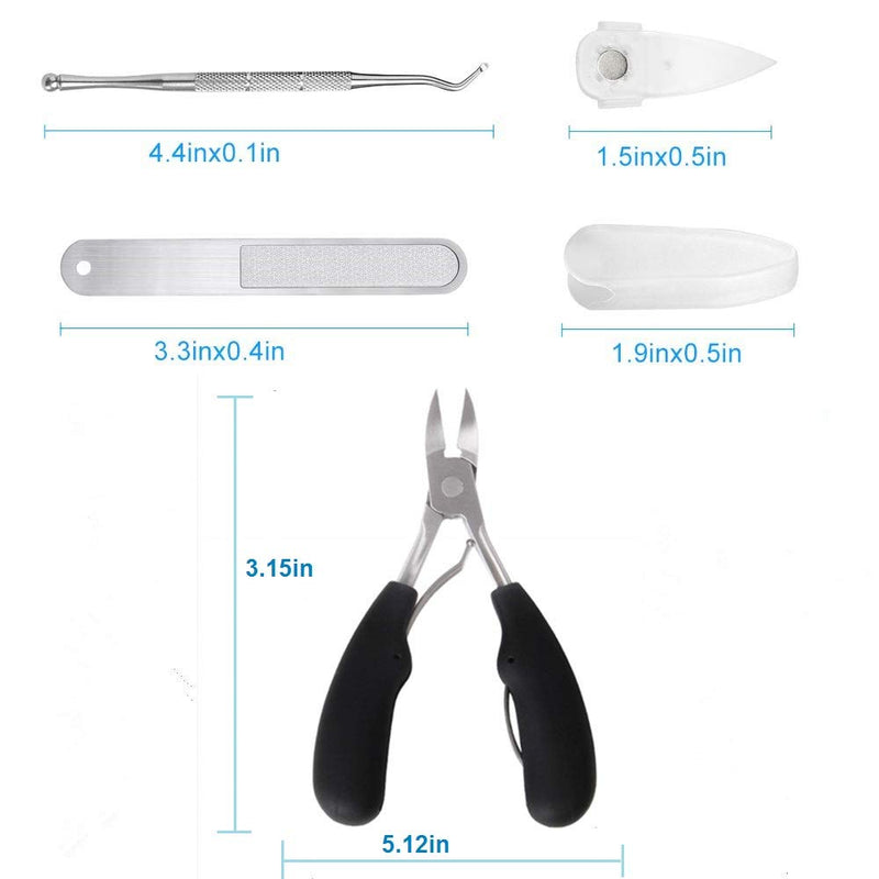 4PCS Toe Nail Clipper for Ingrown or Thick Toenails,Toenails Trimmer and Professional Podiatrist Toenail Nipper for Seniors with Surgical Stainless Steel Surper Sharp Blades Soft Grip Handle Black - NewNest Australia