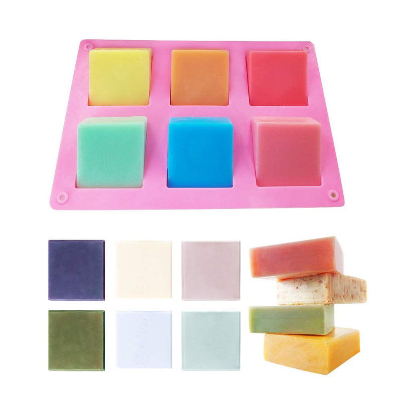 TDHDIKE 3 Pack Silicone Soap Molds(Blue & Pink & Green), 6 Cavities Silicone Baking Mold DIY Handmade Soap Making, Muffin, Loaf, Brownie, Cornbread and More Blue & Pink & Green - NewNest Australia