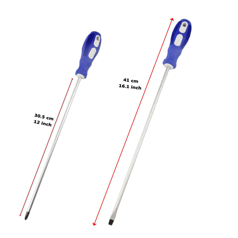 Nxtop 12-inch long Screwdriver Magnetic Tip Cross Head Flat Head NO.2 Screwdriver 2pack - NewNest Australia