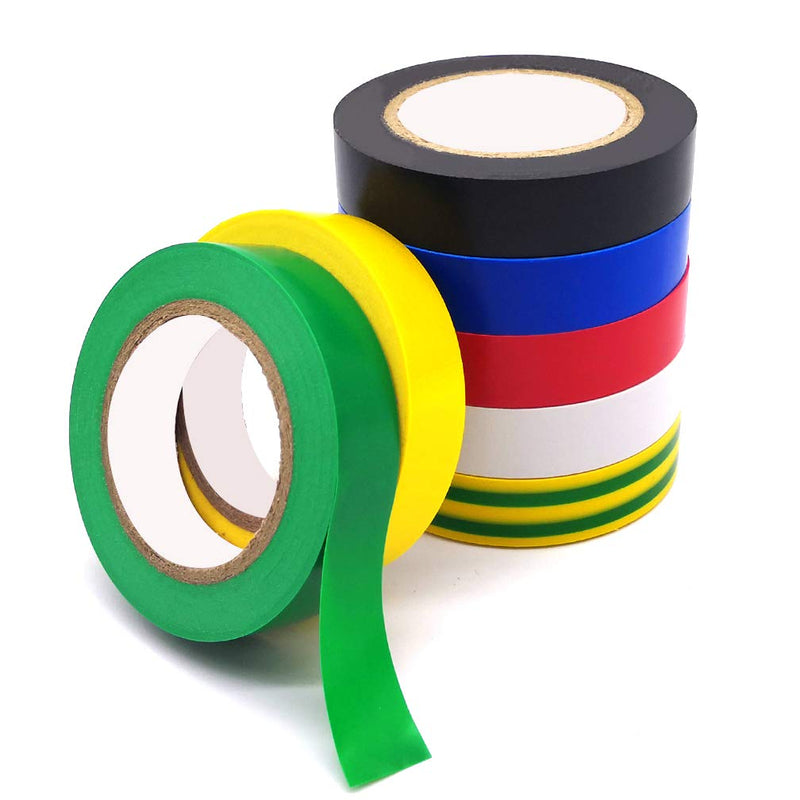 7 Rolls Insulation Tapes - Maveek Multicolor PVC Vinyl Adhesive Electrical Tape - Dimensions: 0.7in x 30ft (17mm x 9m) 7 rolls - NewNest Australia