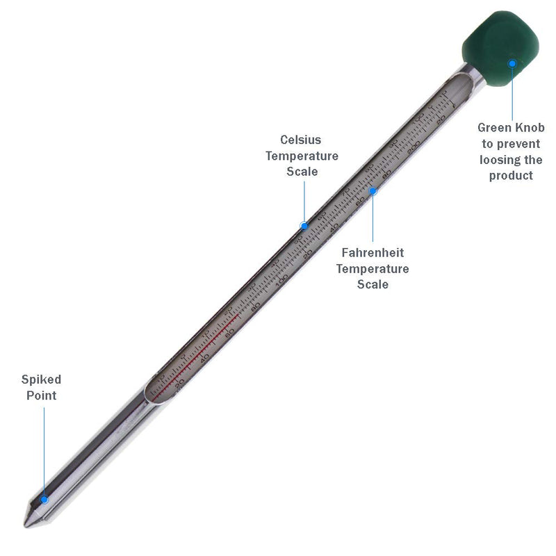 Soil Thermometer 210mm Aluminium - Monitor Soil Temperature Prior To Planting - NewNest Australia