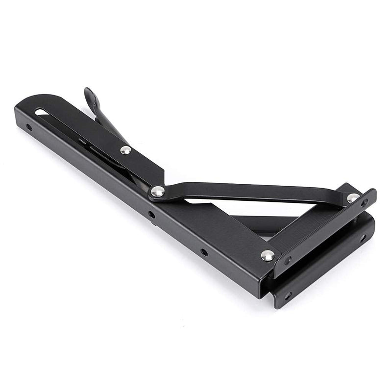 Sumnacon Sturdy Folding Shelf Brackets - Heavy Duty Black Metal Triangle Table Bench Folding Shelf Bracket 8 Inch, 2 Pcs Folding Shelf Hinge Wall Mounted, Max Load 99lb - NewNest Australia