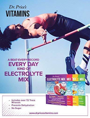 Dr. Price's Vitamins Electrolyte Mix Supplement Powder, 72 Trace Minerals, Potassium, Sodium, Electrolyte Replacement Keto Drink | Blueberry-Pomegranate 30 Packets | No Sugar, Keto, Vegan, Non-GMO - NewNest Australia