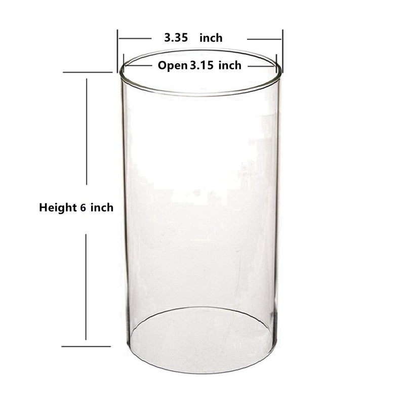 NewNest Australia - Candle Chimney Candle Holder Glass Chimney for Candle Open Ended Lamp Shade Internal Diameter 3.15", External Diameter is 3.35", Height 6" (2 Pack) H6 (2 Pack) 