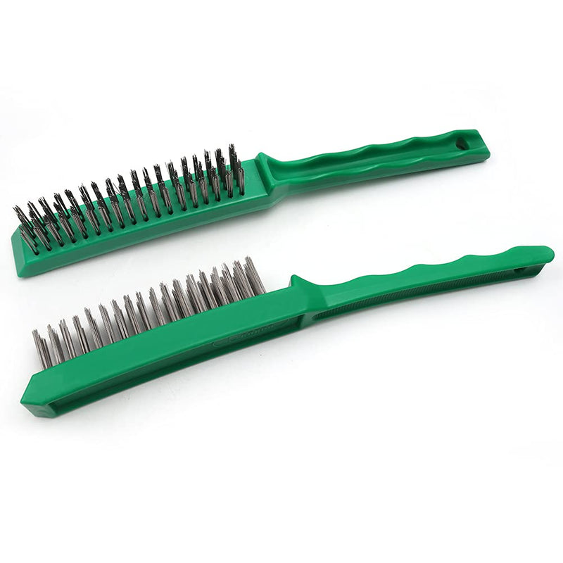 Wire Brush Set,2 Pieces Stainless Steel Wire Scratch Brushes for Cleaning Rust,Paint,Welding Slag,Corrosion Removal,with 14" Long Plastic Handle,Green,Large - NewNest Australia