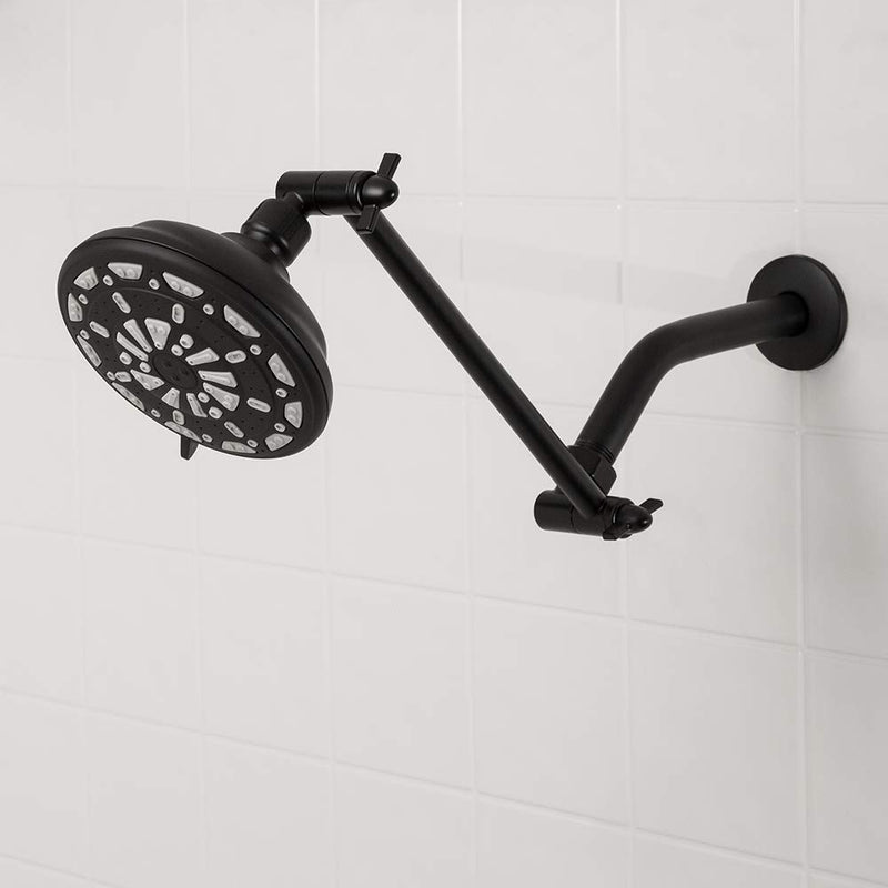 Waxman Adjustable Metal Shower Arm Extension with 3 Spray Fixed Shower Head (Matte Black) Matte Black - NewNest Australia