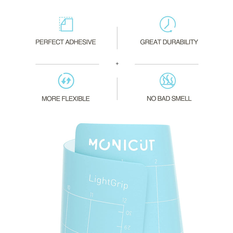 Monicut 12x12 Lightgrip Cutting Mat for Cricut Maker 3/Maker/Explore 3/Air 2/Air/One, 3 Pcs Non-Slip Flexible Blue Cutting Mats for Crafts, Quilting, Sewing and all Arts A-Lightgrip 12x12 Inch, 3 Pack - NewNest Australia