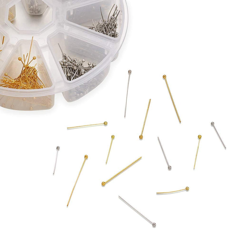 Pandahall Brass Ball Head Pins 16mm 20mm 25mm 30mm Wire Headpins for Earring Bracelet Jewelry Making (Platinum & Golden) 1 box-Ball Pins 16/20/25/30mm - NewNest Australia