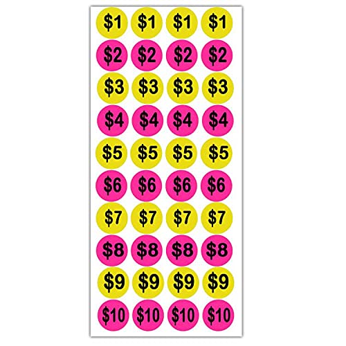 YOUOK Price Stickers,1 Inch Fluorescent Yellow Pink Round Circle Dots Labels,500 Pcs Adhesive Pricing Stickers Labels (YOUOK080665855) - NewNest Australia