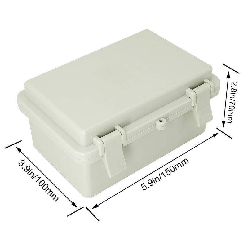 LMiEtool Junction Box, ABS Plastic, IP65 Waterproof Dustproof Universal Electrical Enclosure, Hinged Shell Outdoor and Indoor Usage Project Box, 5.9"x 3.9"x 2.8"(150x100x70mm), Grey 5.9" x 3.9" x 2.8" - NewNest Australia