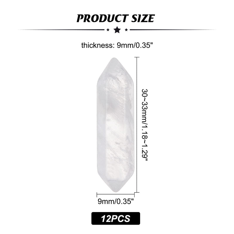 OLYCRAFT 12pcs Natural Quartz Crystal White Quartz Point Hexagonal Crystal Double Terminated Points Wands No Hole Quartz Pendants Gemstone Point Decor for DIY Crafts Necklace Jewelry Making - NewNest Australia