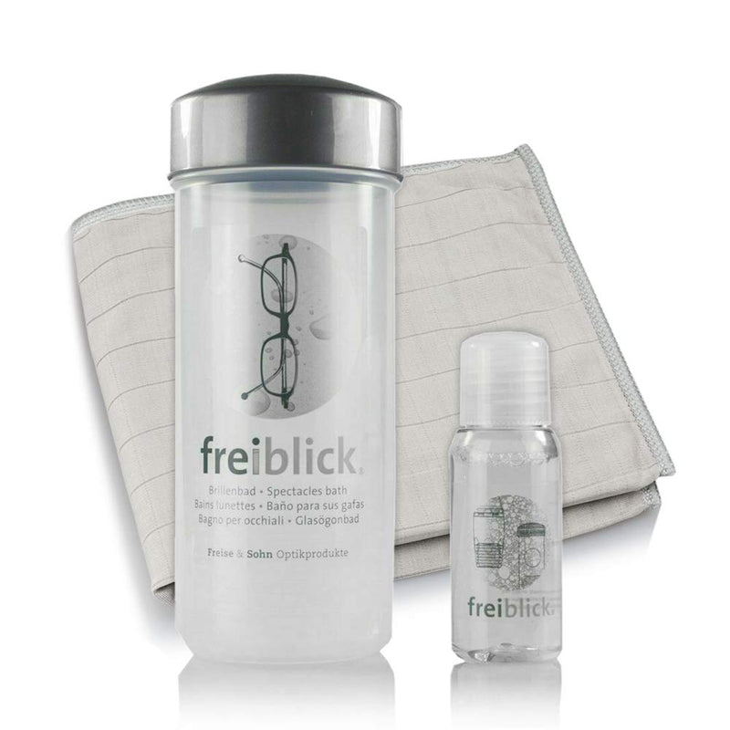 Freiblick glasses bath (gray) in a set with 50ml special cleaner and microfiber cloth - glasses cleaning cloth in optician quality - mobile glasses cleaning device suitable for all glasses gray - NewNest Australia