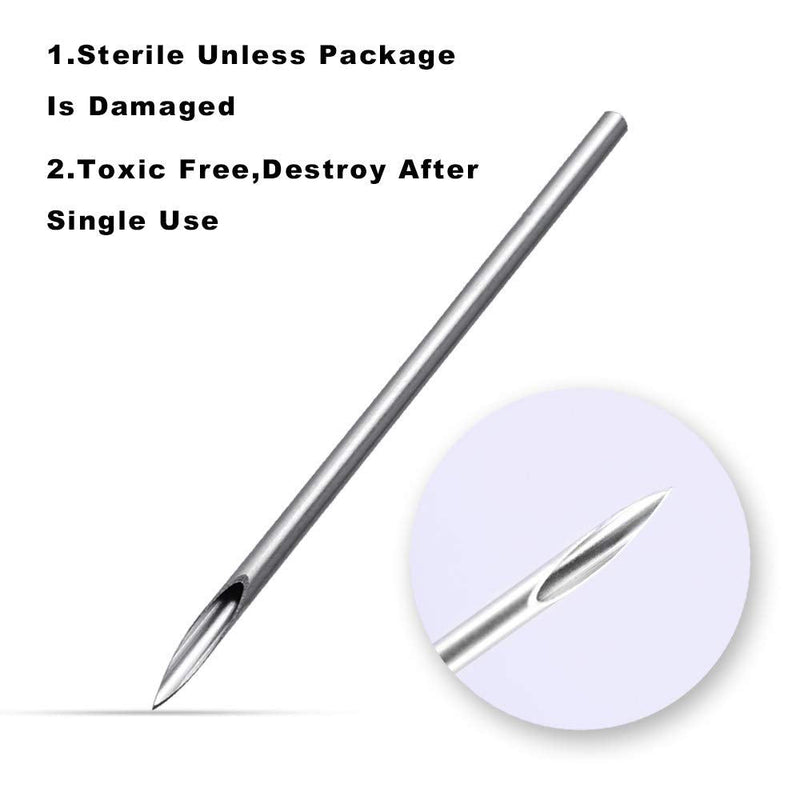 Body Piercing Needles, ATOMUS 14G 16G Stainless Steel Sterile Disposable Ear Nose Navel Nipple Lip Piercing Needles (100pcs 14G) 100pcs 14G - NewNest Australia