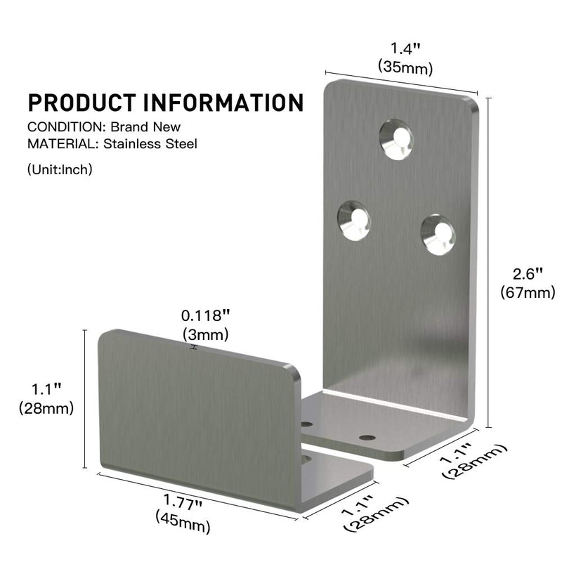 2PCS Heavy Duty Stainless Steel Adjustable U Shape Floor Guide, Wall Mounted Flexible Sliding Barn Door Hardware 2 - NewNest Australia