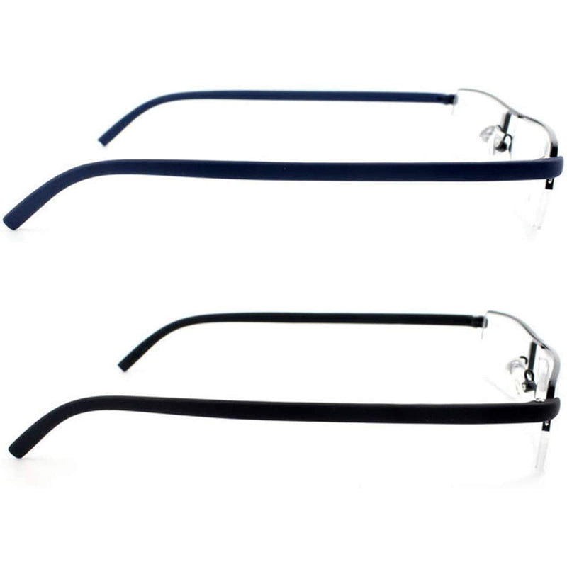 KoKoBin Pack of 2 Ultralight TR90 Reading Glasses for Men Women Classic Metal Visual Aid Half Rim Glasses Slim Style Glasses Reading Aid with Case and Glasses Cleaning Cloth +2.0 +2 Diopters (Pack of 2) - NewNest Australia