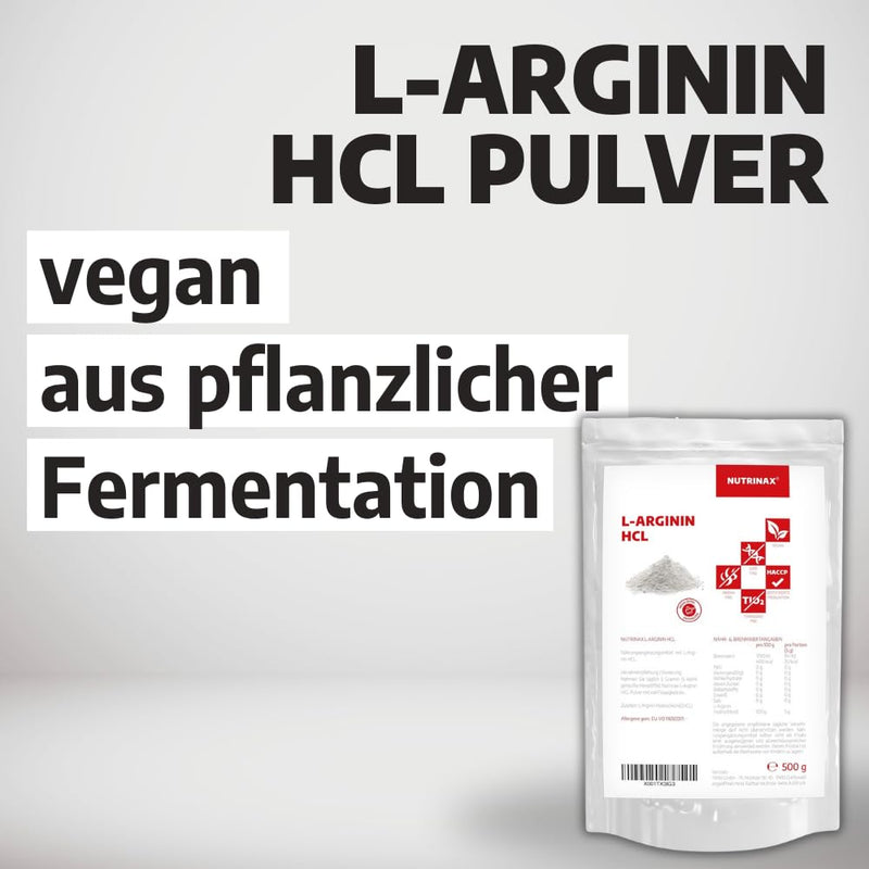 NUTRINAX | L-Arginine HCL powder 1000g | L-Arginine Hydrochloride - from plant fermentation | vegan | without fillers and additives | Amino acid arginine - NewNest Australia