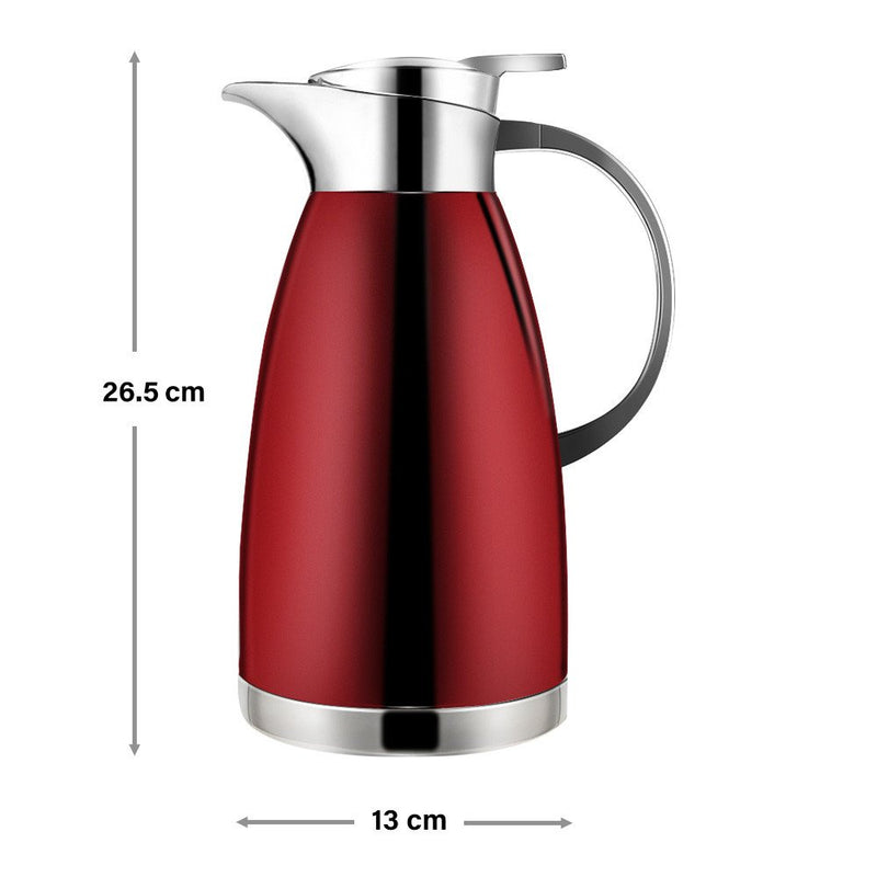 Haosens 1.8 Litre Stainless Steel Coffee Carafe Double Walled Vacuum Insulated Coffee Jug Thermal Jug (Red) Red - NewNest Australia