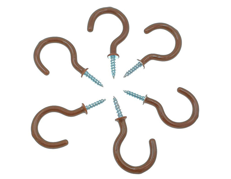 NewNest Australia - Kinteshun Cup Ceiling Hooks,Medium Size Vinyl Coated Screw-in Open Hooks Hangers(50pcs,1.25 inches,Brown) 1-1/4" (Brown,50pcs) 