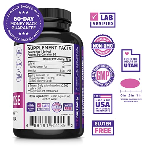Zhou Nutrition Evening Primrose Oil Capsules- Supports Hormone Balance for Women, PMS & Menopause Support, Cold Pressed & Hexane Free - 1400mg 10% Gla - NewNest Australia
