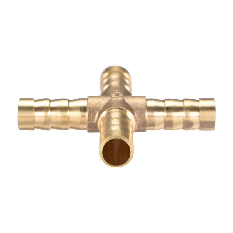 uxcell 8mm or 5/16 inches ID Brass Barb Splicer Fitting 4 Ways Brass Cross Barb Fitting Air Gas Water Fuel - NewNest Australia