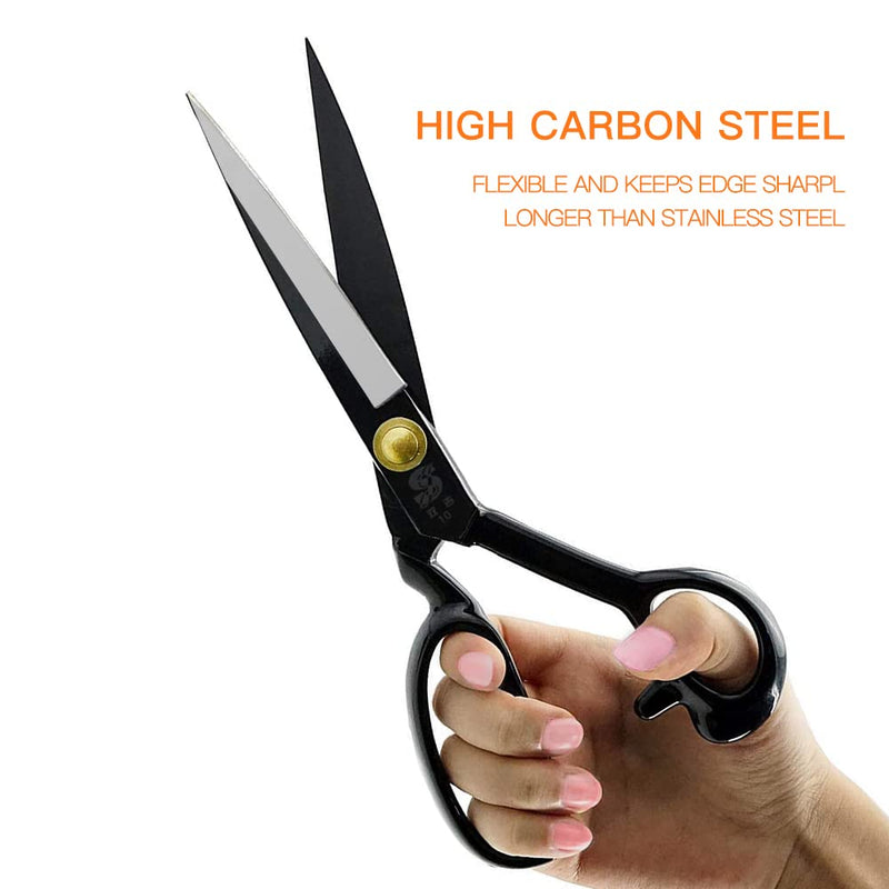 Fabric Scissors 10 Inch Sewing Dressmaking Scissors Professional Sharp For Tailoring Leather Paper Raw Materials - Strength High Carbon Steel Tailor Shears (Right-Handed) - NewNest Australia