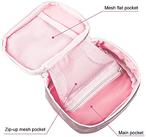 SwirlColor Mini First Aid Pouch Portable Pill Organiser Easy Carry Empty Medicine Container with Multi-Pocket for Travel 5.1 * 3.9 * 1.57inch Pink - NewNest Australia