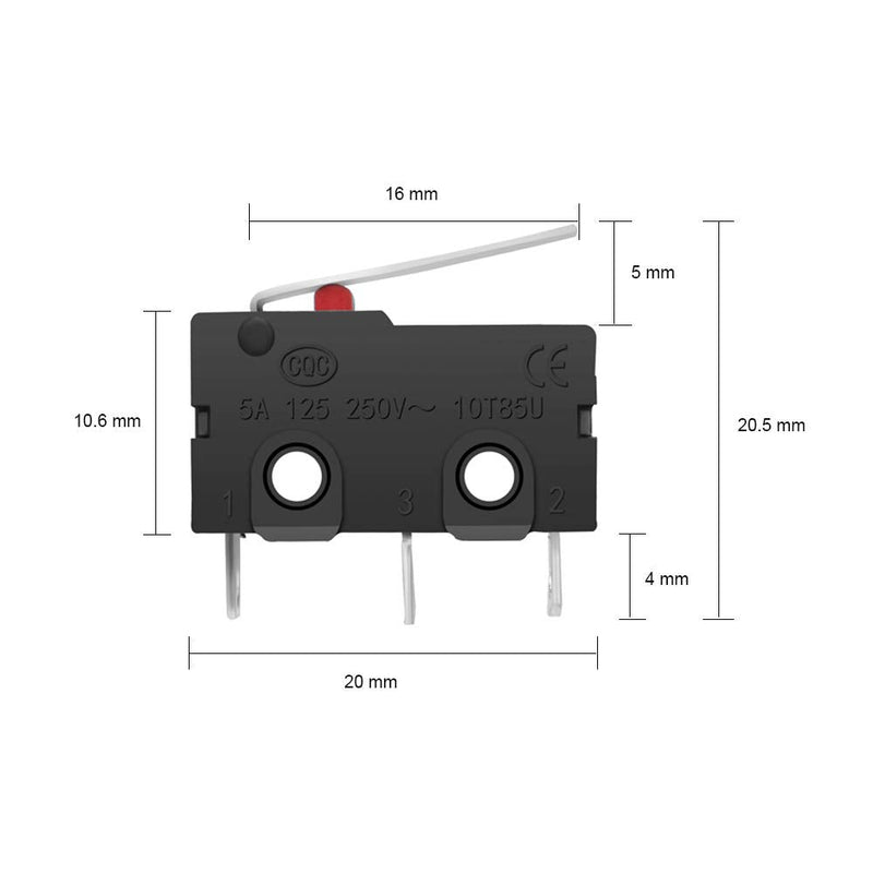 MUZHI SPDT 1NO 1NC Hinge Lever Momentary Push Button Micro Limit Switch AC 5A 125V 250V 3 Pins 12 Pcs 4 - NewNest Australia