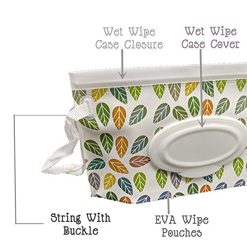 ULVBABI Portable Wet Wipe Pouch Dispenser (2 Pack), Reusable Baby Diaper Disposal Bags, Refillable Personal Travel Clutch Dispenser Holder | Keeps Wet Wipes Moist (Leaf & Arrow Pattern) - NewNest Australia
