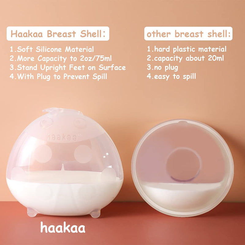 haakaa Silicone Breast Pump and Ladybug Breast Shells Combo for Breastfeeding Moms to Collect Breast Milk| Pumping and Nursing| Portable Breastmilk Catcher(pump-4oz/100ml,1pk; shell-2oz/75ml,1pk) 100ml Pump + 75ml Ladybug Collectorx1 - NewNest Australia